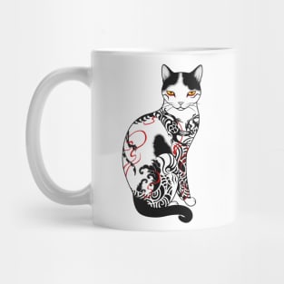 Cat in battling dragon love mates tattoo Mug